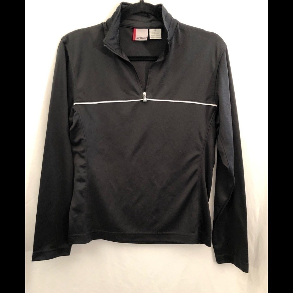Spyder Black 1/4 Zip Pullover Mid Base Layer Lightweight Top Womens Size 6
